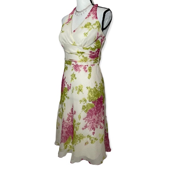 Xtraordinary Y2k Vintage Chiffon Halter Floral Dress Size 7 - Picture 3 of 12